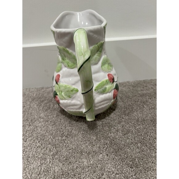 Vintage 1980s Embossed Strawberry Pitcher Made‎ In Portugal Zrike Morangos - Picture 3 of 8